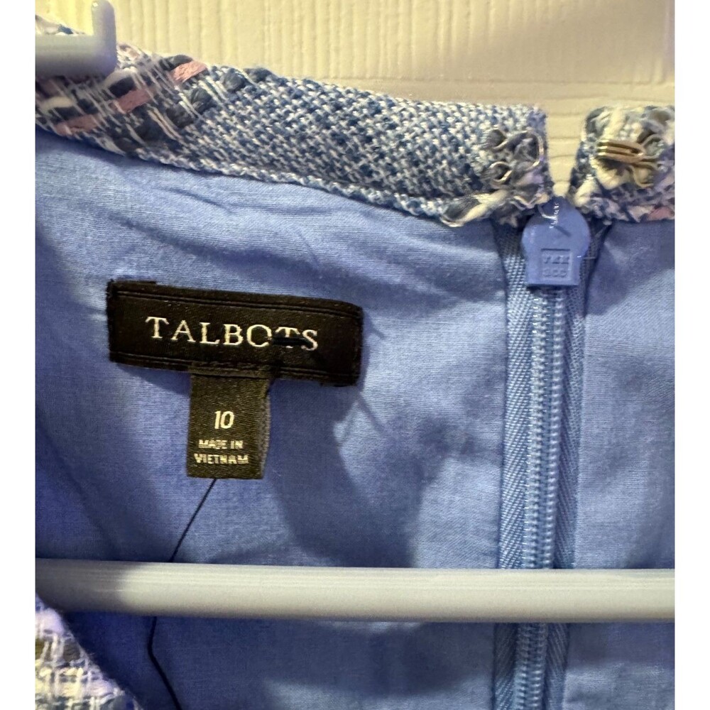 Talbots NWT Dress Sz 10 Blue Stripe Sleeveless A-Line Knee Length Classic Chic - Picture 6 of 11